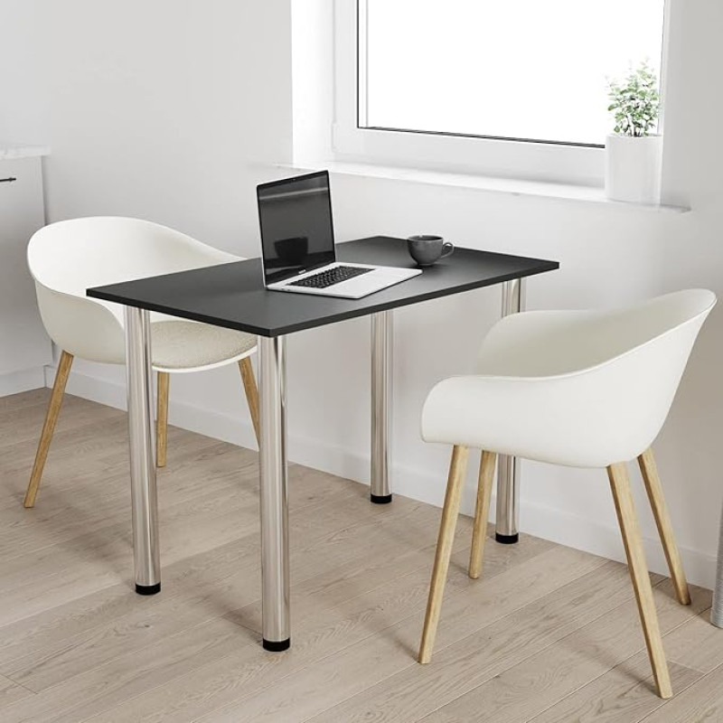 Kroomjalgadega söögilaud, söögilaud, köögilaud, kontorilaud, antratsiit, 60 x 50 cm