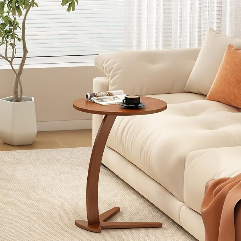 Ümmargune puidust küljelaud 15-tolline kaasaegne küljelaud naturaalsest täispuidust väike öökapp elutuppa magamistoas talumajapidamises väikestes ruumides (Medium)