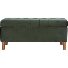 HomePop Ainsley Ottomani pink hingedega kaanega, tufitud hoiupink elutuppa ja magamistuppa, Loden Green Velvet