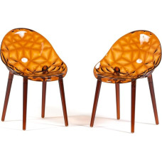 SIEDITI FUORI E DENTRO Läbipaistvad polükarbonaadist söögitoolid, kaasaegsed läbipaistvad disainitoolid kööki ja söögituppa - Diamante (2 tooli, merevaigukollane)