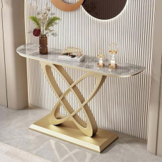Moderner Konsolentisch mit Metallfuß, Kunstmarmor Eingangsbereich Foyer Tisch, schmaler Flurtisch mit geometrischen Beinen für Wohnzimmer und Eingang