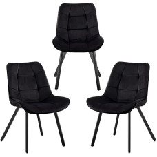 Sametist toolid, kangastoolid, polsterdatud toolid, söögitoa toolid, sametist köögitoolid, metallist jalad, värv: must, kogus: Tellimuse suurus: 3 tk.