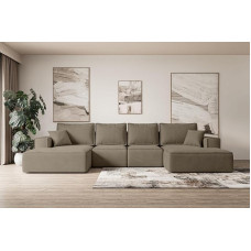 ALTDECOR Sierra-U-S nurgadiivan magamisfunktsiooniga ja voodikastiga, nurgadiivan, U-kujuline, universaalne, vasakule/paremale paigutatud diivanvoodi, pikendatav elamusmaastik Sierra-U-S - 344 x 165 x 73 cm, pruun