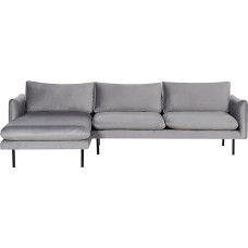 Beliani 4-Sitzer Ecksofa Samt Grau L-Form mit Chaiselongue rechts Metallfüße Vinterbro