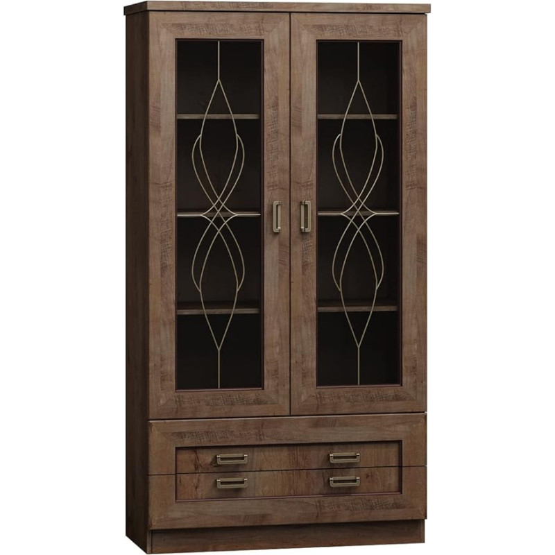 Marmex Tadeusz T8 - kaheukseline vitriinkapp kahe sahtliga; ülemine osa on elegantse mustriga klaasuksega (tammepuust lefkas).