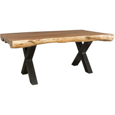 Wohnling söögilaud 200 x 100 x 77 cm Acacia Country House Style Solid Wood Design söögilaud Ristkülikukujuline laud söögituppa Tree Trunk Köögilaud 8 inimest