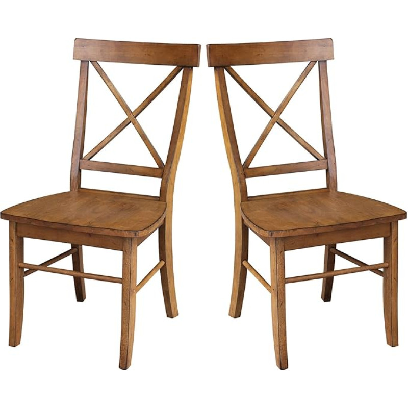 International Concepts X-Back Pecan söögitool, 2 tk, komplektis