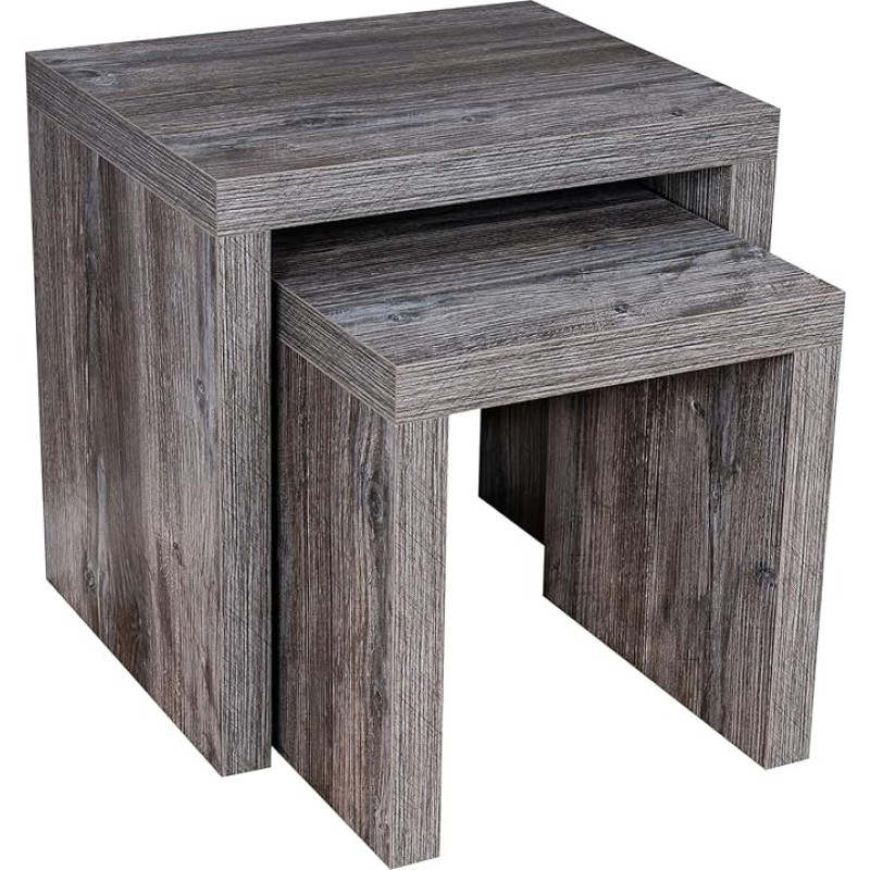 levandeo kohvilaud 2 pesitsuslauda puit 44 x 44 x 36 cm vanast puidust Vintage Shabby Chic laud küljelaua dekoratiivne diivanilaud riiulid fikseeritud liimitud ei ole vaja kokku panna