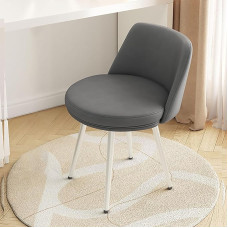 Meigitool, kaasaegsed söögitoolid, polsterdatud arvutilaua tool, ergonoomiline nahast seljatugi elutuppa, magamistuppa, restorani (värv: tumehall, suurus: