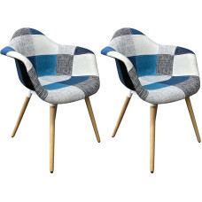 Mevsim Store Söögitoa toolid Sinine 2 käetoega komplekt - pöögipuust jalad Mugav - Ergonoomiline elutuba - vaba aeg - kontor - köögitool