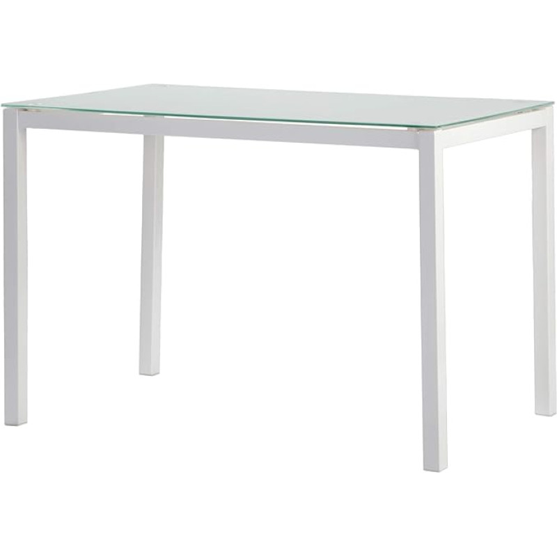 MOMMA HOME - Klaasist köögilaud - Rain mudel - Värv valge - mõõtmed 110 x 70 x 75 cm - turvaklaas ja metallraam - ristkülikukujuline formaat