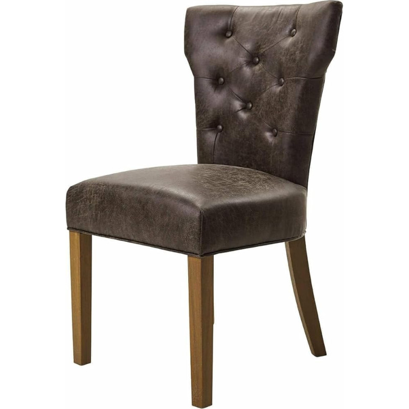 Loberon Moreno tool, Elegantne Chesterfield nupp, mugav polsterdus, kvaliteetne raam, istumine, pöögipuit, lehmanahk, pruun