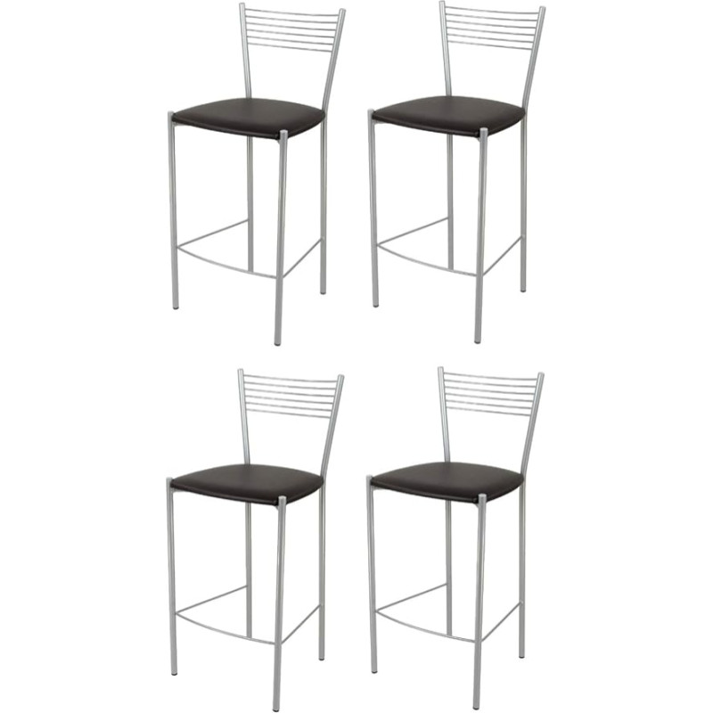 t m c s Tommychairs 4 moodsa elegantse baaritooli komplekt kööki ja söögituppa, vastupidav raam värvitud terasest, alumiiniumi värvi, polsterdatud iste kunstnahaga Mocha värvi