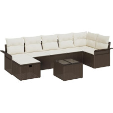 8-teiliges Garten Sofa Set mit Kissen Braun Poly Rattan Gartenlounge Model3358907