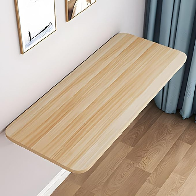 Platzsparender faltbarer Wandschreibtisch, multifunktionaler Tisch für Zuhause, Büro, Esszimmer oder Küche, Holzfarbe, kompakt, 80 x 20 cm, vielseitiger niedriger Tisch, einfach zu installieren
