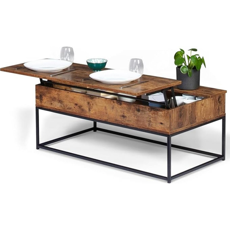 IDMarket - Dayton Antique Industrial Design ristkülikukujuline kokkupandav kohvilaud