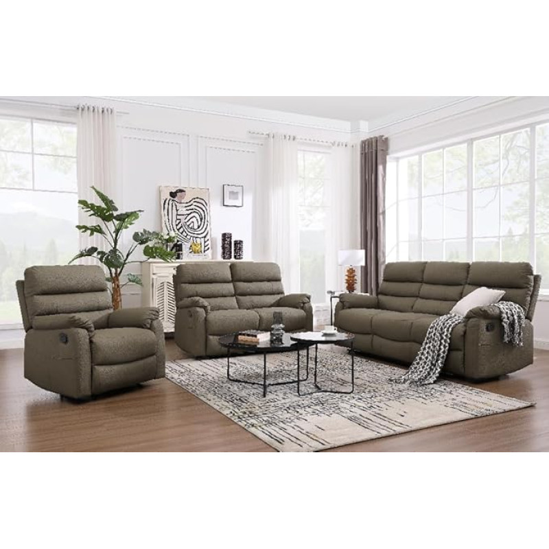 Relax diivanikomplekt 3-osaline diivanikomplekt lõõgastava funktsiooniga diivanikomplekt pruun polsterdatud diivan nahast elutuppa