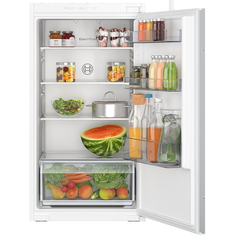Bosch KIR31NSE0 Built-In Fridge Series 2, Integrated Cooling Machine without Freezer 102 x 56 cm, 165 L Cooling, MultiBox XXL, LED Lighting, EcoAirflow, SuperCooling