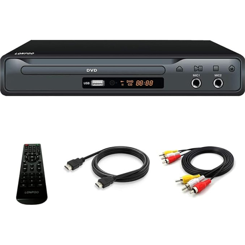 Kompaktne DVD mängija SCART ühendusega, regioonivaba HD DVD CD mängija HDMI port/AV port, sisseehitatud PAL/NTSC TV süsteem, toetab MIC sisendit, USB sisendit (DVD mängija)