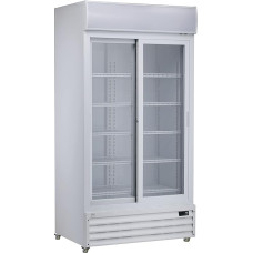 METRO Professional GSC3800 Glass Door Fridge with 2 Sliding Doors, 690 L, White, 680 W, 220-240 V, Fridge LED Lighting and 10 Adjustable Shelves for Catering, Bar, Restaurant