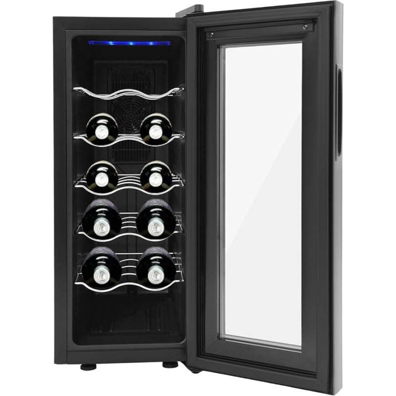 ARBGO Wine Refrigerator, Drinks Fridge Narrow, Drinks Refrigerators Freestanding, Wine Fridge Small, Wine Refrigerators with UV Protection, 12-18°C, 12 Bottles, for Red Wine, Champagne, Brandy
