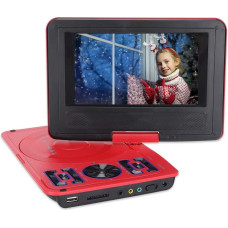 Kaasaskantav DVD-mängija, 6,8-tolline HD-ekraaniga DVD-mängija, 270 kraadi pööratava mobiilse DVD-mängija tugi, U-ketas/SD/MMC-kassett koos kaugjuhtimispuldiga autole/lastele/kodule (EL punane)