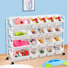 Diegimr mänguasjade hoiustamise korraldaja, 4-tasandiline hoiukast mänguasja 20 hoiukonteineriga, mitmeotstarbeline korraldaja riiul lasteaia lasteaia kooli jaoks