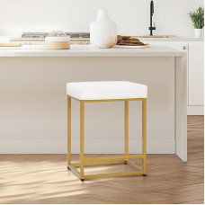 ALPHA HOME Baaritooli, Counter Height Bar Stool with Footrest, Breakfast Bar Chair PU nahast, seljatoeta, köök, söögituba, kohvik tool sise- ja välitingimustes kasutamiseks (valge)