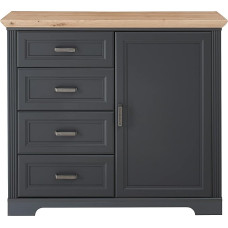 Stella Trading Jasmin kapp grafiidist, käsitöönduslik tamme välimus - kapp maalähedases stiilis sahtlitega ja rohkelt panipaigaga - 115 x 102 x 41 cm (B x K x S)