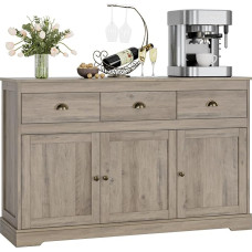 Keyluv Buffet Cabinet Storage köögikapp Sideboard Farmhouse Buffet Server Bar Veinikapp 3 sahtlit ja 3 ust Reguleeritavad riiulid Konsoollaud söögituba elutuba kabinet Hall