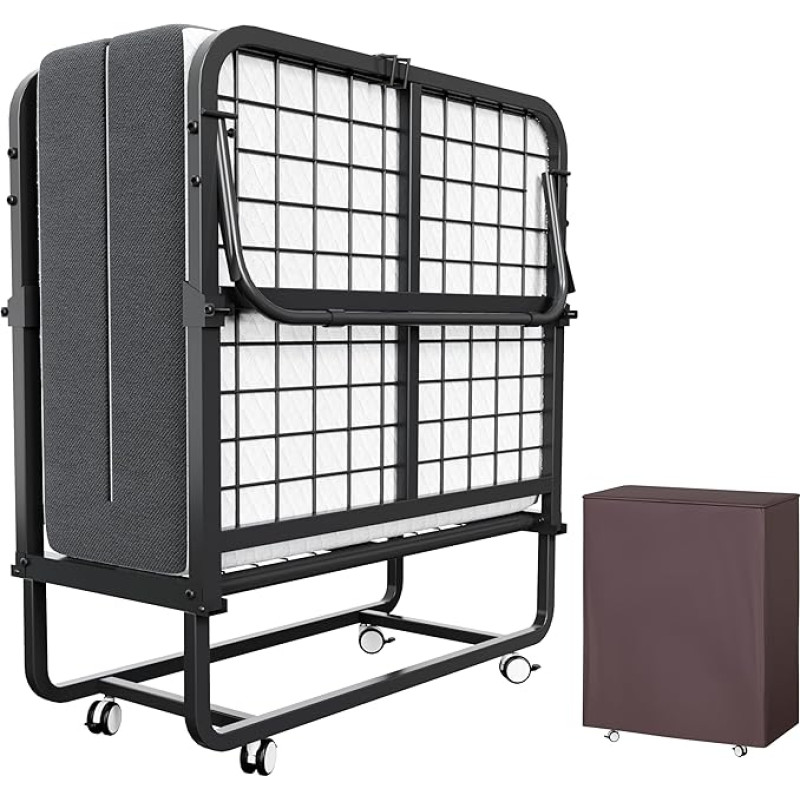 CAIYUN kokkupandav voodi 190 x 90 cm (ühekohaline suurus) koos kvaliteetse 13 cm mäluvahumadratsiga - praktiline päevavoodi ja külalisvoodi täiskasvanutele koos rataste ja tolmukattega.