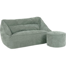 Icon Cecilia Bean Bag diivan koos tugitooliga, Salvei roheline, kohev šenillkangas, 2-kohaline diivan täiskasvanutele, hiiglaslik Bean Bag koos täidisega, mugav tool, Lounge, elutuba, dekoratiivne elutuba