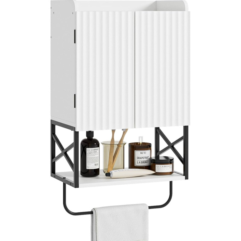 Apetaccat Vannitoa kabinet, väike laine vannitoa seinakappide reguleeritava riiuliga, puidust seinakapp pesuruumi jaoks, valge