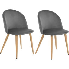 39F FURNITURE DREAM 2 toolist koosnev komplekt Skandinaavia toolid Sametist iste ja tamme metallist jalad söögiköögi kööki elutuppa, kangas, hall, 56 x 50 x 78 cm.