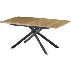 B&D home pikendatav puidust söögilaud ristraamiga, must, tööstuslik söögitoa mööbel 4-6 inimesele, puidust laud, köögilaud, söögitoa laud söögituppa, kööki, Wild Oak Look, 120-160 x 80 cm.