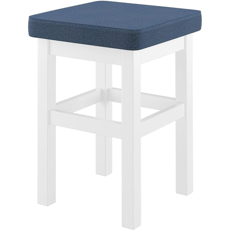 Erst-Holz V-90.71-41WP Puidust tugitooli eri värvi polstriga Massiivpuidust iste pestud valge värviga, polstri värvus: mereväe sinine