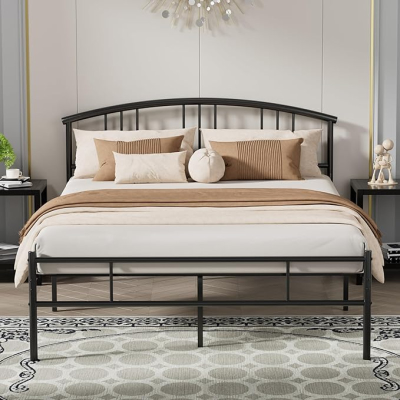 VECELO 4ft x 7ft voodiraam puidust pealaega metallist platvormi alus tugevate liistude ja hoiuruumiga Lihtne kokkupanek