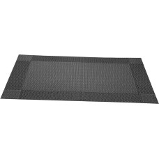 FIXOSHEE Hitzebeständiges Rutschfestes PVC Platzset mit Gewebtem Design Abwaschbare Tischmatte Ölresistent für Esszimmer Hotel und Restaurant Schwarzes Platzdeckchen Pflegeleicht