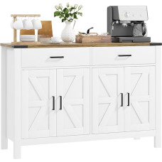 HOMCOM Köögikapp maalähedases stiilis 2 sahtlit ja 2 kappi reguleeritavate riiulitega kööki, söögituppa, elutuppa, 120 x 39,3 x 82,5 cm, valge