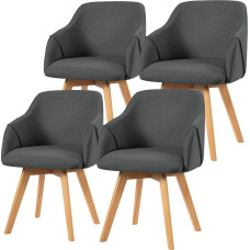 Bekrvio 360° pöörlevad söögitooli toolid, 2 tooli, polsterdatud toolid käetoega, kangakattega, puidust jalad, keskaegne disain, mugav köögitool söögituppa ja elutuppa (tume).