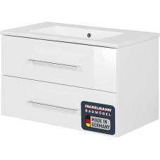 FACKELMANN B.PERFEKT Vannitoamööblikomplekt 82 cm, valamu koos aluskapiga, valge kõrgläikega, korpus mattvalge, mõõtmed (82 x 48,7 x 47 cm), valmistatud Saksamaal.