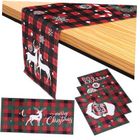 Toyvian 7 STK. Teiliges Weihnachts-tischläufer Platzsets aus Polyester Hitzebeständig und rutschfest mit Santa-Motiv für Festliche Tischdekoration Geeignet für Casual und Formelle