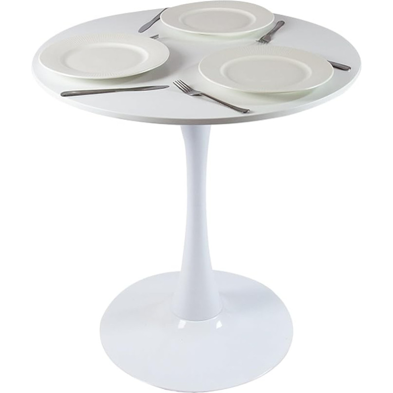 IDEPAR Beluga ümmargune söögilaud, läbimõõt 70 cm, valge, väike köögilaud 2 inimesele, kaasaegne ümmargune söögilaud, skandinaavia disain, söögilaud, valge, ruumi säästev ümmargune laud, lihtne kasutada