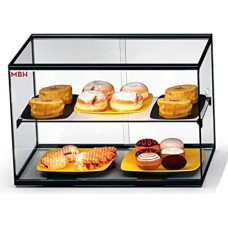 MBH neutraalne klaasist vitriin kondiitri- ja küpsetusvahenditele 55 cm 2-tasandiline neutraalne vitriin toitlustamise letil (ilma LED-valgustuseta)