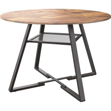 Ümmargune söögitoa laud, 120 cm, ümmargune köögilaud metalljalgadega, retro-tööstuslik söögitoa laud, puidust köögilaud, puidust lauaplaat (Vintage värvi, ümmargune-1)
