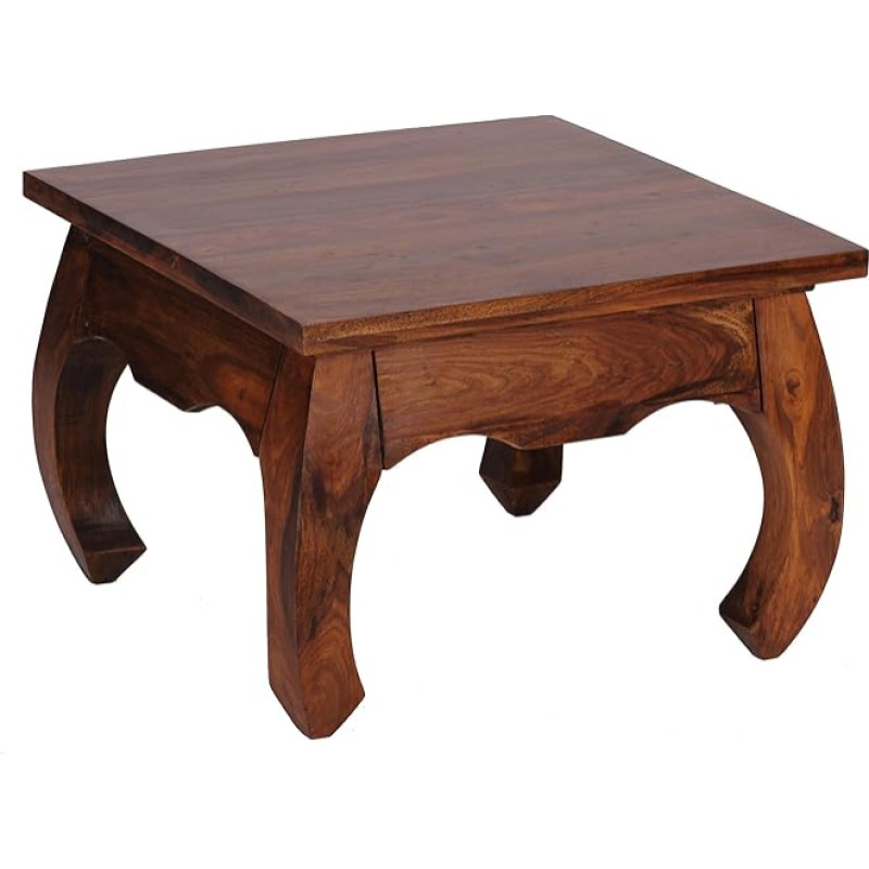 FineBuy Opium kohvilaud, 60 x 40 x 60 cm, Sheesham täispuit, ehtne puit, elutoa laud, ruudukujuline, pruun, madal küljelaud, diivanilaud, väike, laud elutuba