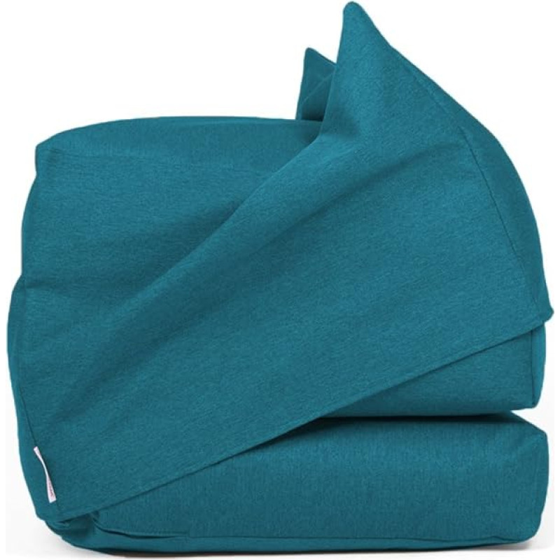 ARKETICOM FU-TOUF Pehme Bean Bag Become Bed Folding Chair Foot Rest Guest Puffs Bedroom Futon Folding Space Saving (Petrol Blue) 60 x 60 x 45 / 190 x 60 x 15
