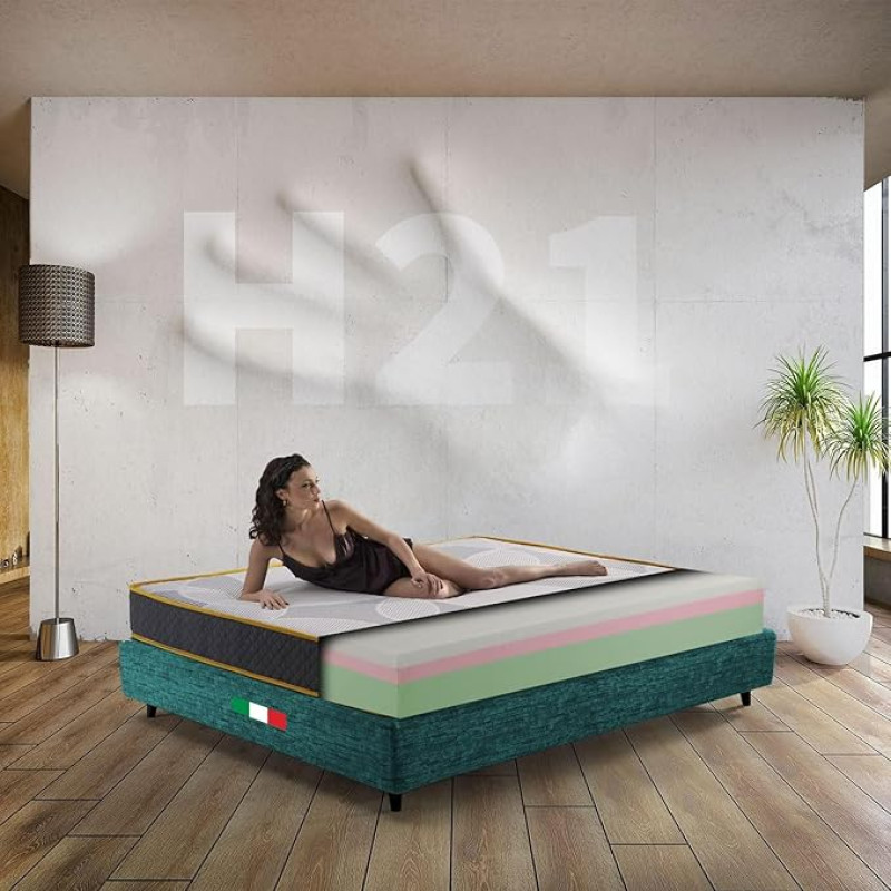 Comfy Line Equilibrium Double Memory Foam madrats, 160 x 190 cm, Zone Mattress 21 cm, 3-kihiline ortopeediline madrats, hüpoallergeenne madrats, valmistatud Itaalias.