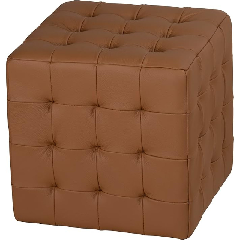 Cortesi Home Charli Tufted Cube Ottoman nahast sadul pruun