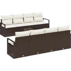 9-teiliges Garten Sofa Set mit Kissen Braun Poly Rattan Gartenlounge Model3346308